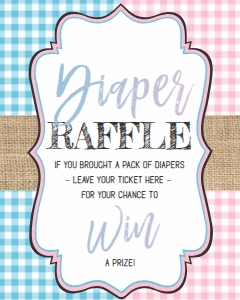 Baby Q - Table Sign - Diaper Raffle 8x10 - Blue / Pink: Kit - BabyQ Blue Pink Gingham Burlap