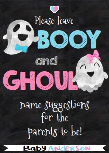 Sign - 5x7 Booy or Ghoul Name Suggestions Sign: Gender Reveal - Ghoul or Booy Signs Chalkboard