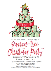 Invite - Quaran-Tree Toilet Paper Christmas Get Lit Adult Party 5x7: Invite - Quarantree Christmas Party