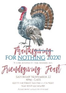 Invite - Thanks for Nothing 2020 Thanksgiving Friends Feast 5x7: Invite - Thanks for Nothing 2020 Thanksgiving Friendsgiving