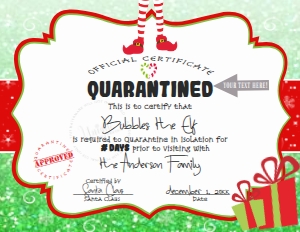 Elf - Quarantined Elf Christmas Green Glitter 8.5x11: Elf Quarantine Kit letter first - Green Glitter