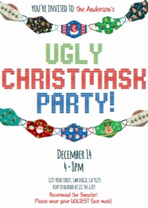 Invite - Ugly Christmas-K Mask Party 5x7: Invite - Ugly Christmask Mask Party