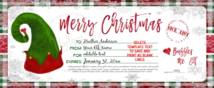 Ticket - Gift Certificate - Christmas Plaid 8.5x3.5: Gift Certificate - Plaid Merry Christmas from Elf Nice List