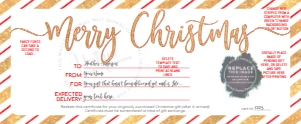 Ticket - Gift Certificate Christmas Gold Red - Merry Christmas 8.5x3.5: Gift Certificate - Christmas Delayed Shipment Gold Glitter