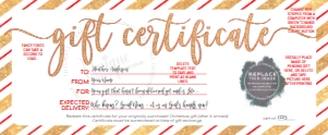 Ticket - Gift Certificate - Christmas Gold Red 8.5x3.5: Gift Certificate - Christmas Delayed Shipment Gold Glitter