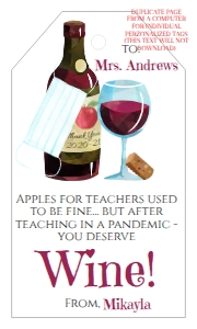 Gift Tags - Wine instead of Apples Teacher Appreciation SINGLE - RED: Teacher Appreciation - Apples were Fine Wine Labels Tags 2020