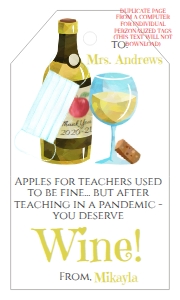 Gift Tags - Wine instead of Apples Teacher Appreciation SINGLE - WHITE: Teacher Appreciation - Apples were Fine Wine Labels Tags 2020