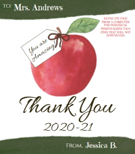 Wine Label - Apples were Fine Teacher Wine - SMALL 3.5x4: Teacher Appreciation - Apples were Fine Wine Labels Tags 2020