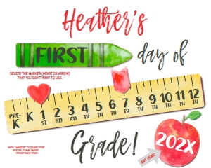 School Sign - Moving Marker Ruler - White FIRST day - 16x20 (print at 50% for 8x10): School Sign - Moving Ruler Grades