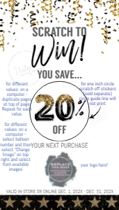 Scratch Off - Business Card Scratch & Win 1in Stickers - Black Gold Balloon: Scratch Off Win - Business Card Black Gold Balloon