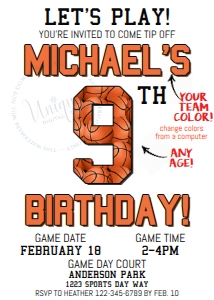 Invite - Lets Play Basketball sports Birthday White 5x7: Invite - Sports Lets Play Birthday White - BASKETBALL