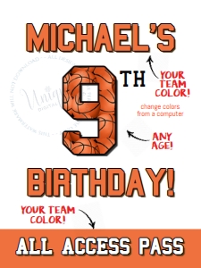 All Access Pass - Lets Play Basketball sports Birthday White 3x4: Invite - Sports Lets Play Birthday White - BASKETBALL