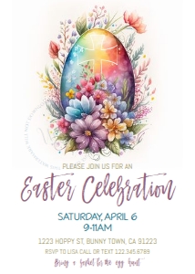Easter - Rainbow Egg Flowers Watercolor design preview