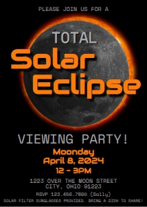 Invite - Total Solar Eclipse Z April 2024 Orange Black on Black: Solar Eclipse Black Orange 2024