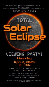 Invite - Total Solar Eclipse April 2024 Orange Black on Black - Phone Size: Solar Eclipse Black Orange 2024