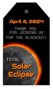 Favor Hang Tag - Total Solar Eclipse Z April 2024 Orange Black on Black: Solar Eclipse Black Orange 2024