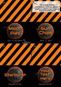 FOOD TENT - Total Solar Eclipse Z April 2024 Orange Black on Black: Solar Eclipse Black Orange 2024