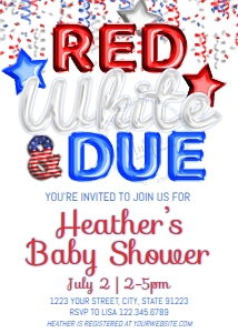Invite - Red White & Due Baby Shower design preview