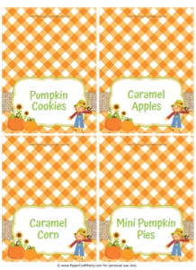 Pumpkin Party Table Signs/Food Tents: Pumpkin Party Food Tents
