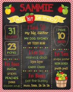 Apple Party Red Chalkboard design preview