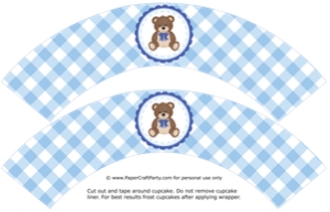 0081 Teddy Bear Cupcake Wraps: 0081 Teddy Bear Cupcake Circles & Wraps