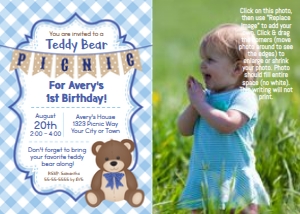 0081 Teddy Bear Party Photo Invites design preview