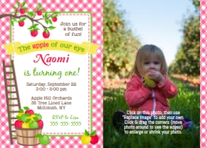 Apple Party Pink Photo Invite design preview