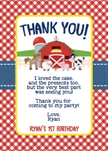 Farm Party Thank You Note 0044: Farm Red Invite 0044