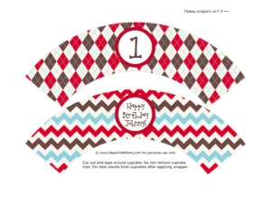 Sock Monkey Cupcake Wraps: Sock Monkey Red Party