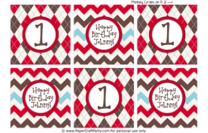Sock Monkey Cupcake Circles/Gift Tags: Sock Monkey Red Party