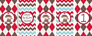 Sock Monkey Hershey's Miniatures Wraps: Sock Monkey Red Party
