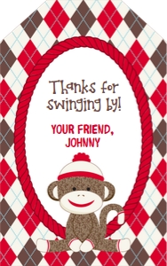 Sock Monkey Gift Tags: Sock Monkey Red Party