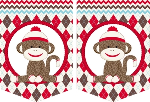 Sock Monkey Banner Spacers: Sock Monkey Red Banner