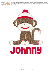 Sock Monkey T-Shirt Decal: Sock Monkey Red Party