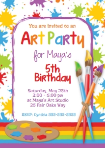 0031 Art Party Red Invite design preview