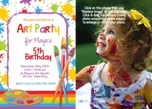 0031 Art Party Red Photo Invite design preview