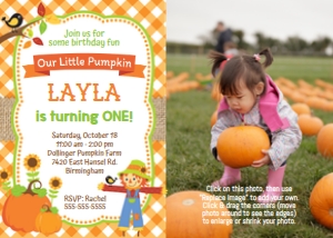 Pumpkin Party PHOTO Invite design preview