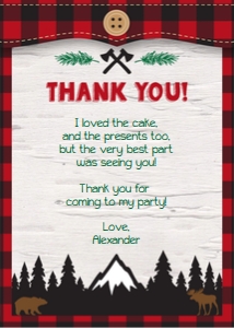 Lumberjack Thank You Note 0030: Lumberjack Photo Invite 0030