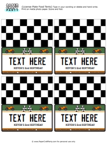 ATV Table Tents 0041: ATV Party 0041