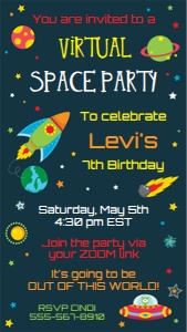 Virtual Space Party Invite 1008 design preview