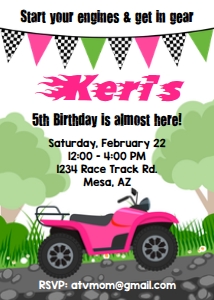 ATV Invite 0044 Pink Custom design preview