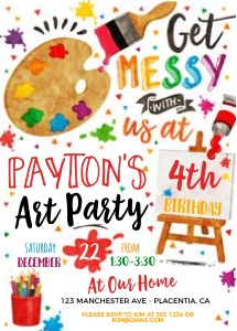 Art Party  Invitation 5x7" - #478: Art Invitation #478