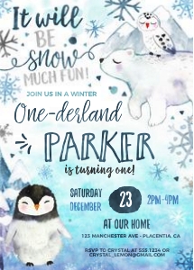 Winter Wonderland Invite - 5x7 inches #100: Winter Wonderland Birthday #100