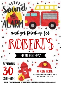 Firefighter Invitation - 5x7"- #410: Firefighter Invitation - 5x7"- #410