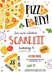 Pizza Party Invitation - 5x7" - #200 (1) design preview