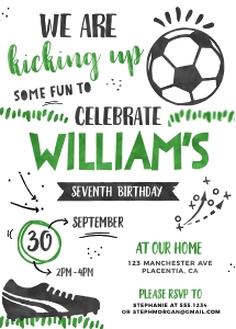 Soccer Party Invitation 5x7"- #442: Soccer Party Invitation 5x7"- #442