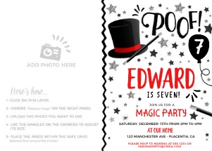 Magic Party Photo Invitation Editable Printable Download design preview
