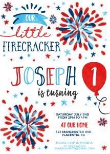 4th of July WC - 5x7": 4th of July Birthday Invite - 5x7" - 453