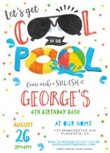 Cool in the Pool Party Invitation - 5x7" - #366 design preview