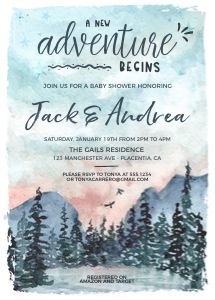 Adventure Baby Shower invitation - 5x7"- #242: Adventure Baby Shower Bundle #242